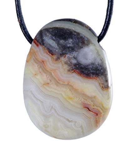 Achat Tropfenanhänger, gebohrt mit Lederband