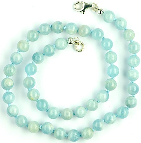 Amazonit Halskette, Größe ca. 8 mm mit Perlseide geknotet
