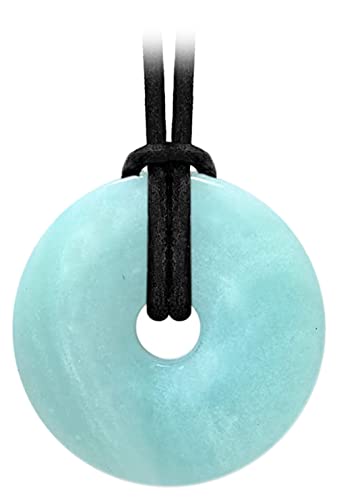 Lederkette mit Donut Anhänger Amazonit