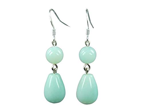 Ohrringe aus Amazonit-Steinen in Kugel- und Tropfenform 925er Silber Ohrhaken
