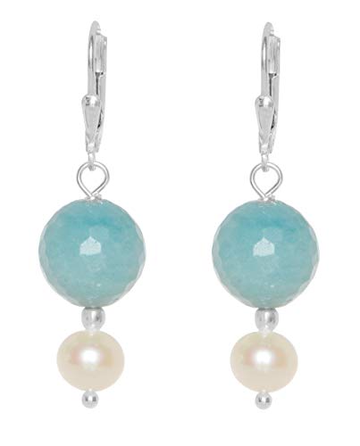 Süßwasserperle mit Amazonit Ohrringe, 925 Silber