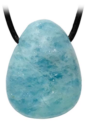 Lederkette mit Aquamarin Trommelstein
