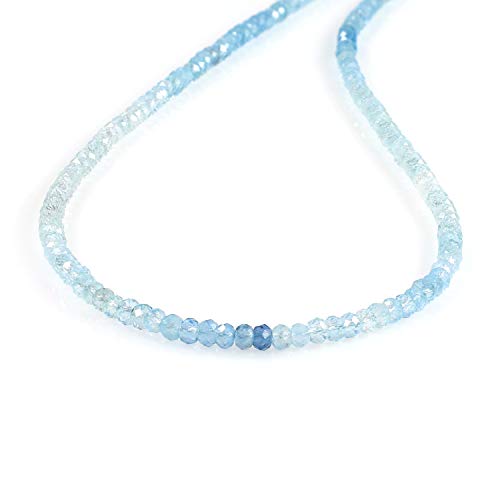 925 Sterlingsilber Kette aus Blauen Aquamarinen