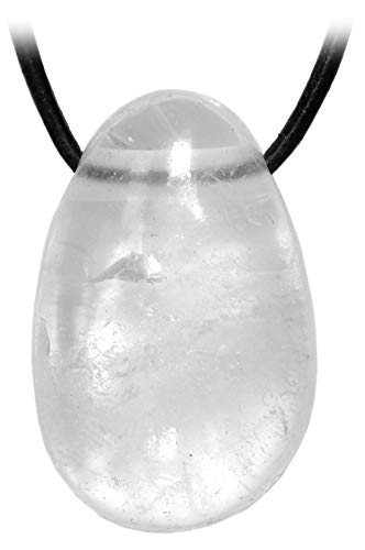 Lederkette mit Bergkristall Trommelstein Anhänger