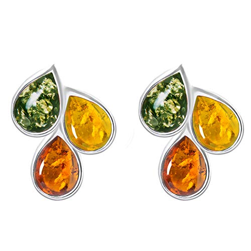 Echter Ostsee Bernstein Ohrstecker in 925 Sterling Silber