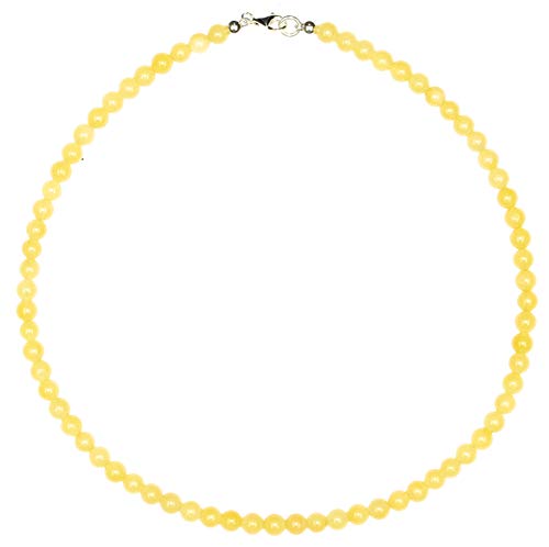 Orangen-Calcit Kugel-Halskette ca. 6 mm mit Verschluss aus 925er Sterling-Silber