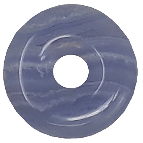 Chalcedon Donut mit Lederkette, 30 mm
