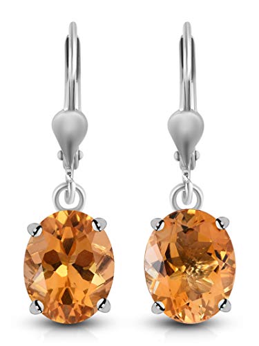 Oval geformte gelbe Citrin-Ohrringe aus 925er Sterlingsilber