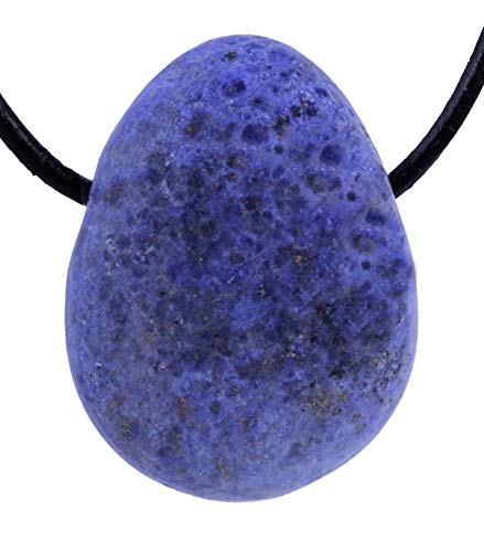 Dumortierit Tropfenanhänger, gebohrt mit Lederband