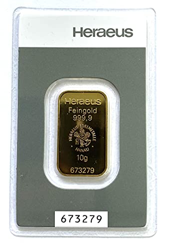 Goldbarren 10g Heraeus Feingold 999.9 im Scheckkartenformat