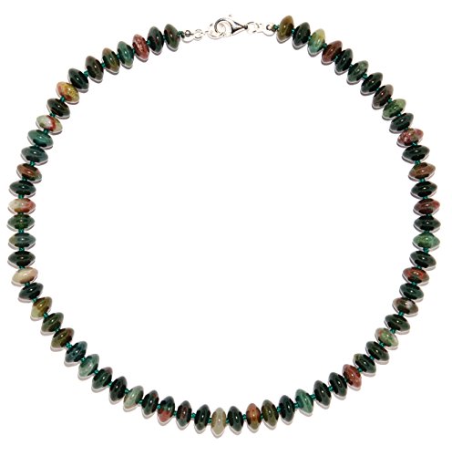 Helitrop Halskette, ca. 10 mm mit Perlseide geknotet Verschluss 925er Sterling-Silber