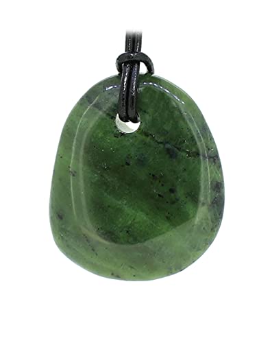 Serpentin (Kanada-Jade) Kettenanhänger mit Lederband
