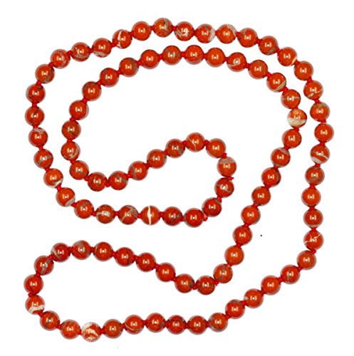 Jaspis Halskette ca. 8 mm Kugeln, endlos geknotet
