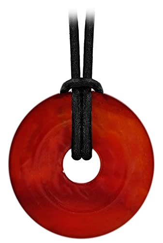 Lederkette mit Donut Anhänger aus dem Carneol Rot