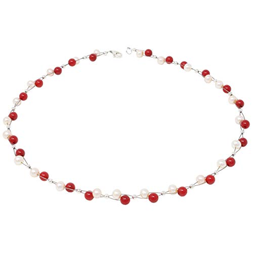 Kette mit echten Korallen und Süßwasserperlen