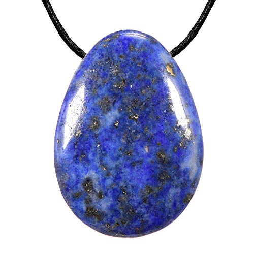 Halskette 80 cm mit Edelstein Tropfen Anhänger Lapislazuli