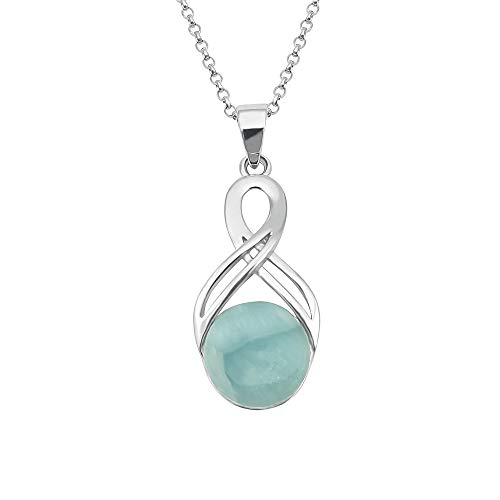 Larimar-Anhänger, Sterling-Silber 925 auf Panzerkette