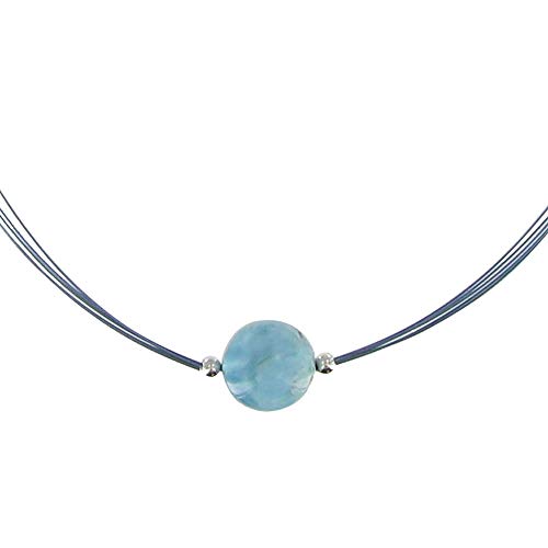 Halskette Silber mit einer 13 mm Larimar Perle