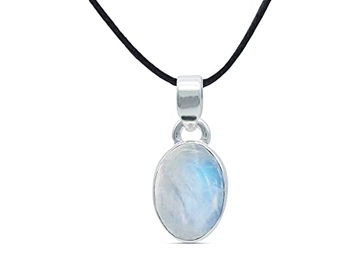 Regenbogen Mondstein Amulett in 925er Sterlingsilber