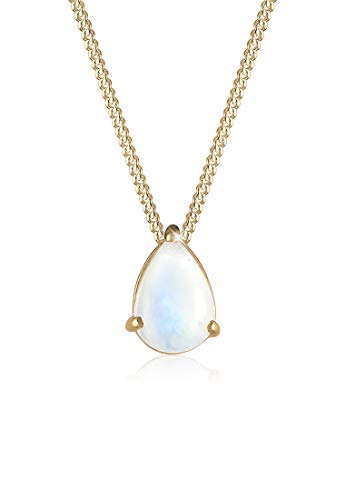 Elli Halskette Tropfen mit Mondstein in 925 Sterling Silber vergoldet