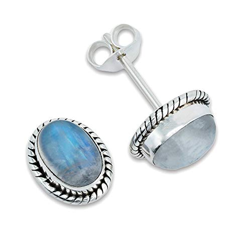 Ohrstecker Silber 925 Sterlingsilber mit weißem Mondstein