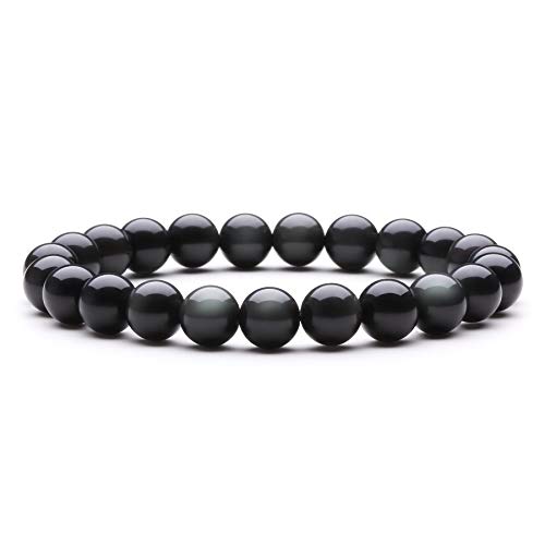 Armband Edelstein Armband mit 8mm schwarzen Obsidian Perlen