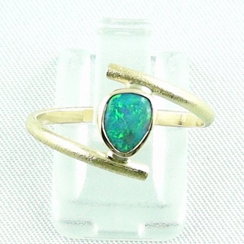 18k Opalring, 750er Goldring, 0,64 ct Black Crystal Opal