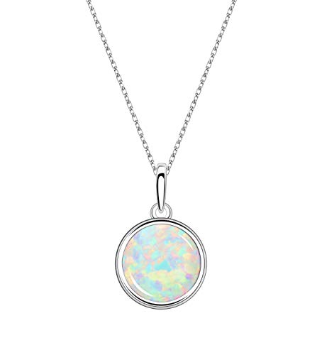 Weißer Opal Anhänger aus Sterlingsilber, 16mm Opal
