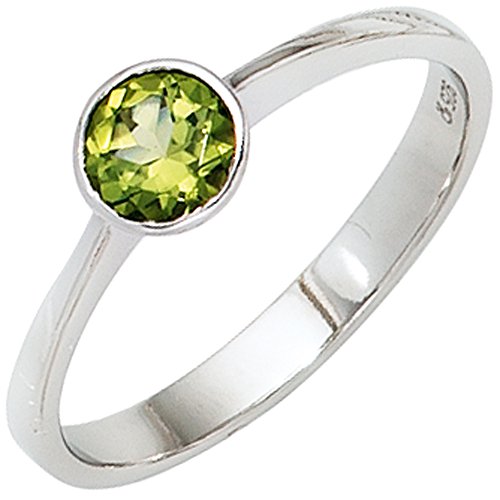JOBO Damen-Ring aus 925 Silber mit Peridot Größe 56