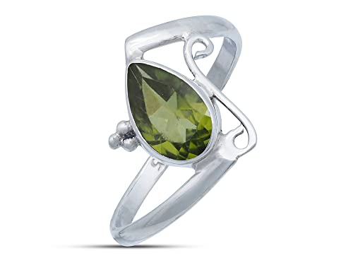 Silberring aus 925 Sterlingsilber mit grünem Peridot