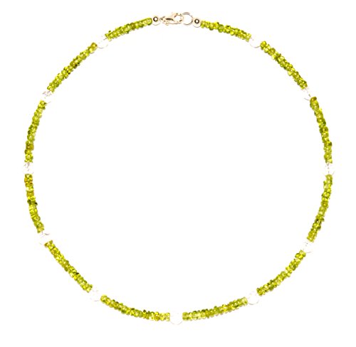 Peridot Halskette mit Bergkristall Verschluss