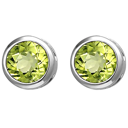 JOBO Damen Ohrstecker 925 Sterling Silber mit 2 grünen Peridoten