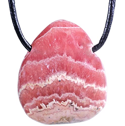 Rhodochrosit Tropfenanhänger gebohrt mit Lederband