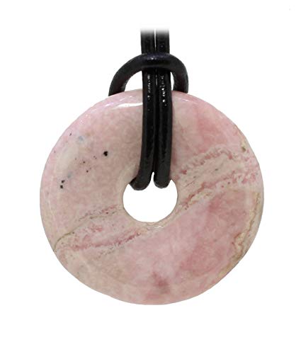 Rhodochrosit Donut Anhänger 25 mm mit Lederband