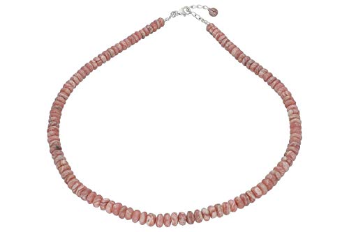 Rhodochrosit Halskette ca. 6 mm Steinchen, Verschluss 925er Sterling-Silber