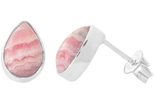 Rhodochrosit Ohrstecker in Tropfenform, 925 Silber