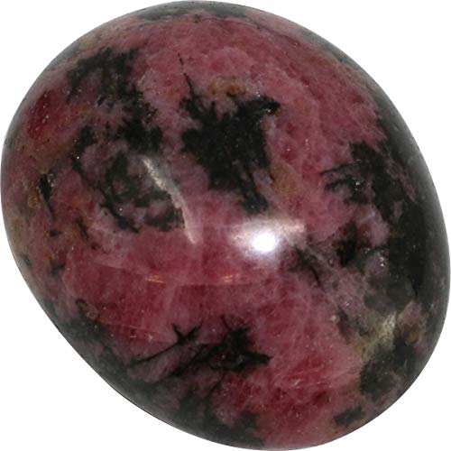 1 Stück Rhodonit rosa schwarz Trommelstein, 5 cm