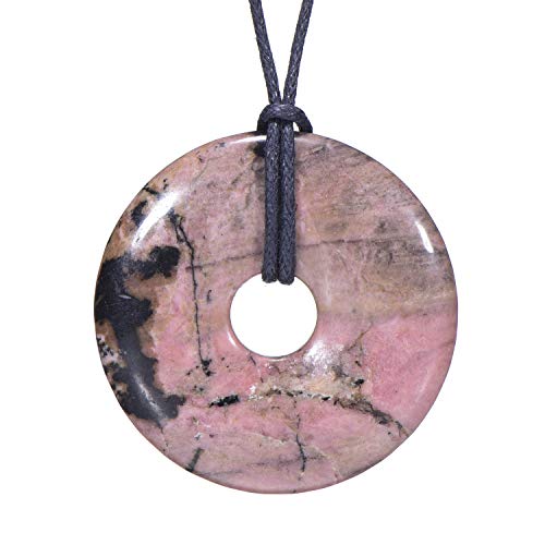 Halskette 80 cm mit Rhodonit Donut