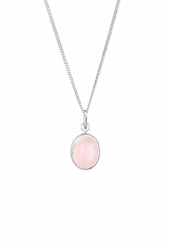 Elli Halskette mit Basic Rosenquartz Anhänger in 925 Sterling Silber