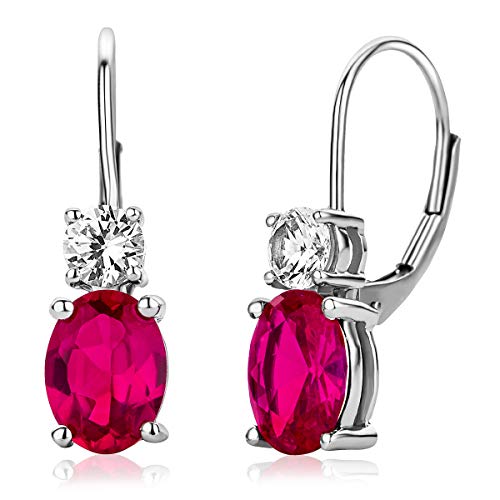 Ohrringe aus 925 Sterlingsilber mit Rubin und Zirkonia