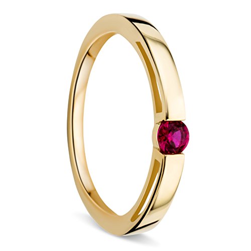 Orovi Ring Damen Gelbgold 9 Karat / 375 Gold Solitär Rubin