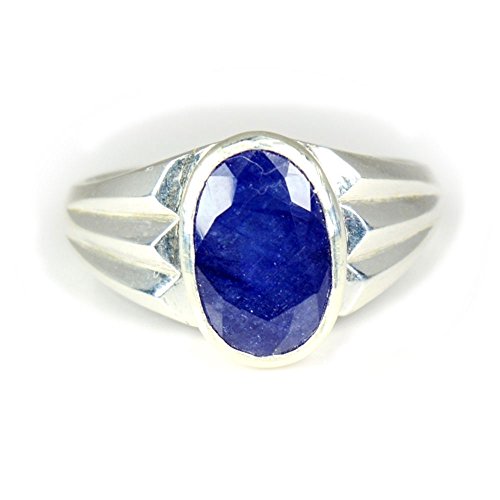 Sterling-Silber 925 Ovalschliff blauer Saphir-Ring