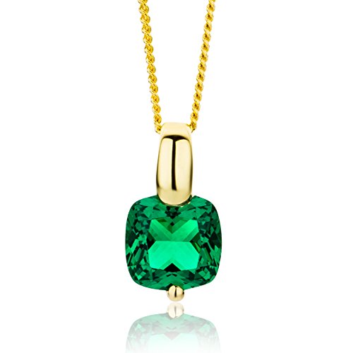 Halskette mit viereckigem Smaragd in grün Kette aus Gelbgold