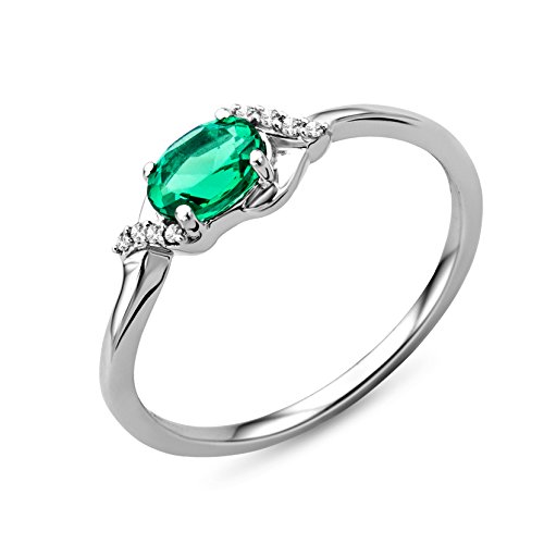 Ring mit Smaragd und Diamant Brillianten 0.03 ct