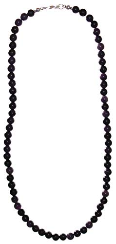 Sugilith Perlen-Halskette mit 925er Silberverschluss