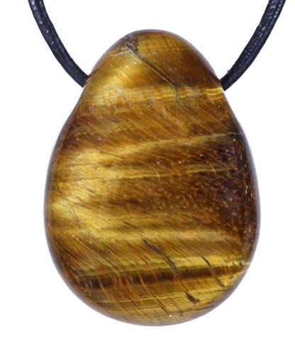 Tigerauge Tropfenanhänger mit Lederband