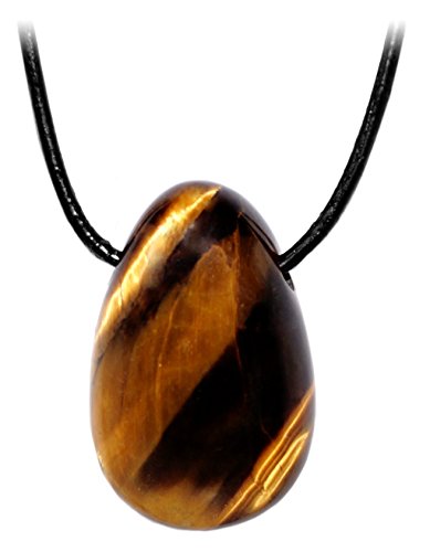 Lederkette mit Trommelstein Anhänger Tigerauge