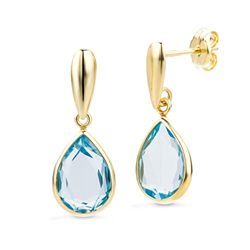 Topas Tropfen-Ohrringe aus Gelbgold 14 karat / 585 Gold