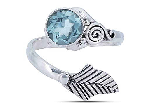 Blauer Topas Ring 925 Silber, verstellbar