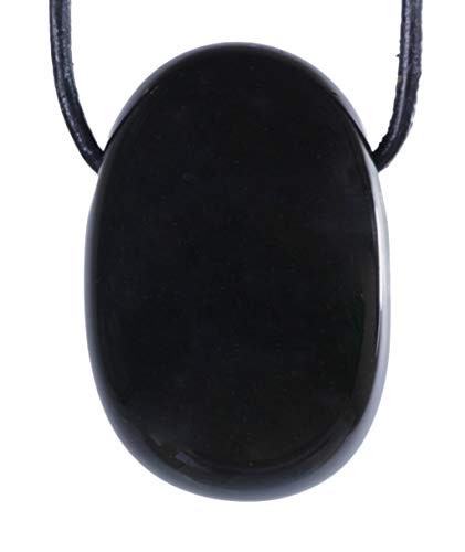 Onyx Tropfenanhänger mit Lederband